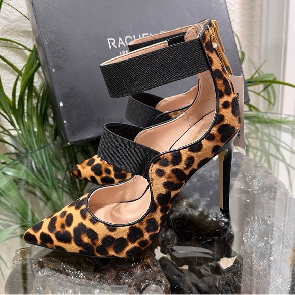 🐆NIB🐆 Rachel Zoe Calf Hair Leopard Print Zippered Back Stiletto Heel  Size 6 - Picture 7 of 11